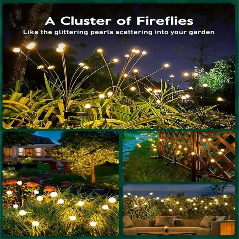 Solar Garden Lights, 2Pcs-16 LED Firefly Solar Lights for Outside, Waterproof Swaying Solar Powered Yard Lights for Patio Garden Decor Pathway (Warm White)
